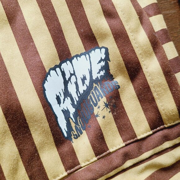 RIDE SNOWBOARDS Zip-Up Jacket with Thumb Holes, BROWN Striped, Pockets. - Picture 6 of 16